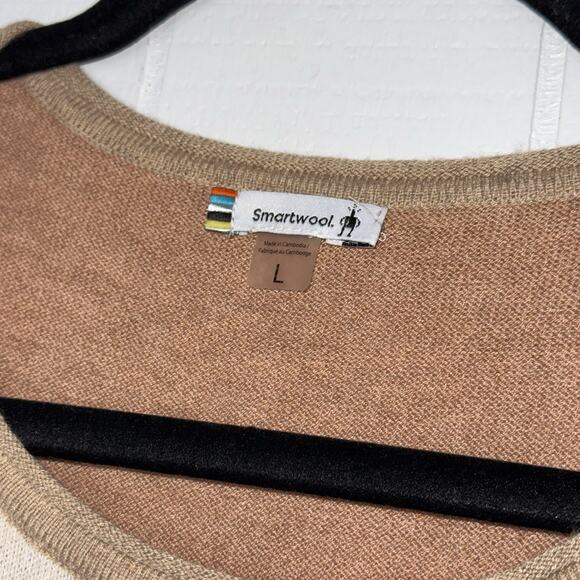 Smartwool Women’s Shadow Pine Colorblock Sweater Almond Heather Size Large - Picture 4 of 4